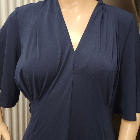 J. McLaughlin Shilow Jersey V-Neck Flutter Sleeve Pleated A-Line Midi Dr… - Picture 7 of 7